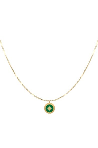 Halskette mit grünem Anhänger - Goldfarben h5 